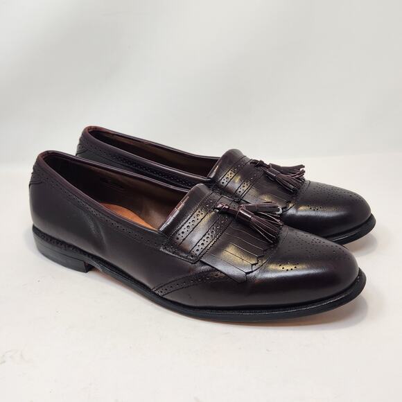 Allen Edmonds Bridgeton Brogue Kiltie Tassel Loafers Size 13 B Burgundy Leather - Picture 1 of 10